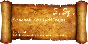 Spacsek Szilvánusz névjegykártya